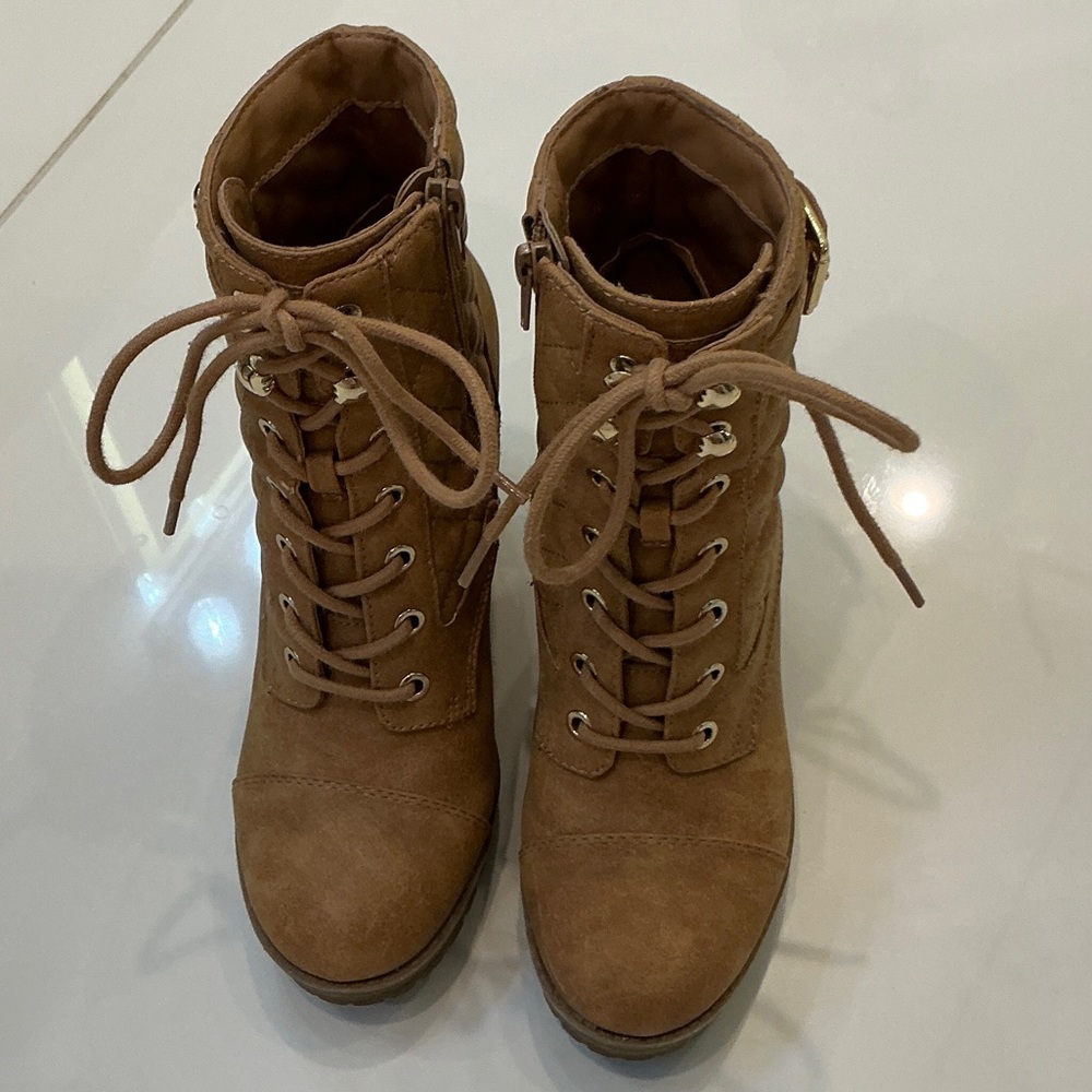 Guess Tan Lace-Up Boots